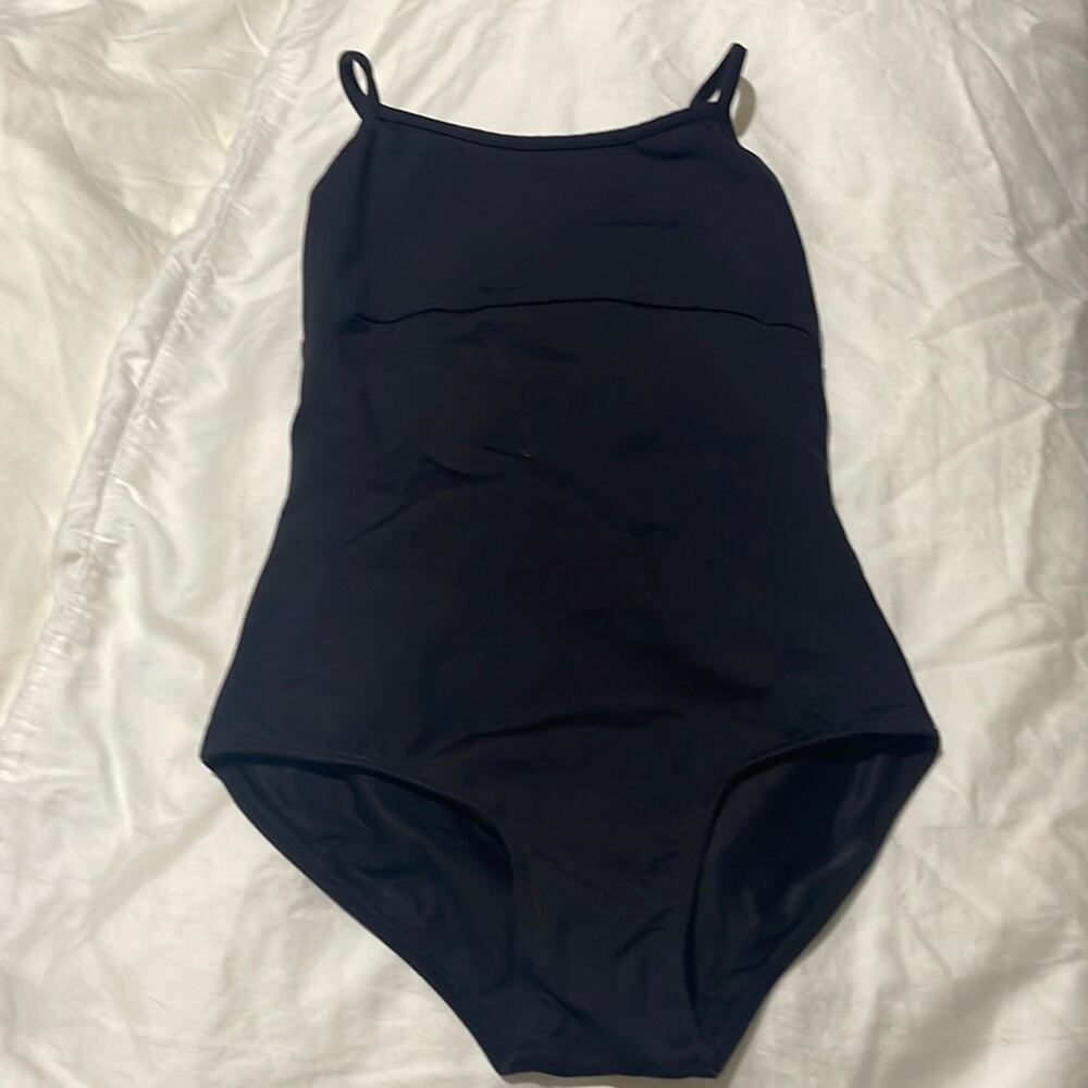 Bloch 6x/7 black leotard workout dance spaghetti straps euc worn once like new